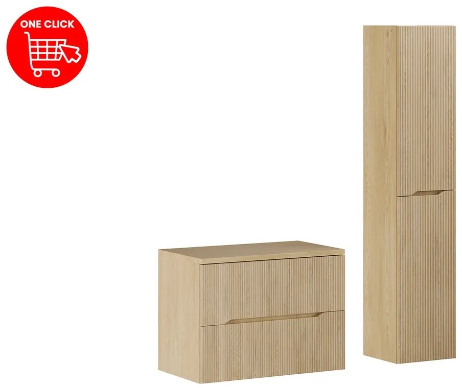 Kúpeľňová zostava Nordic s doskou a skrinkami 80 cm dub cremona