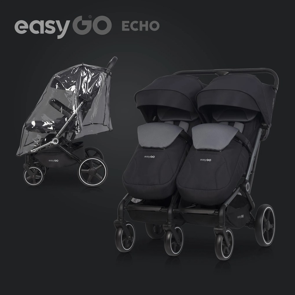 Súrodenecký kočík EasyGo Echo Ebony Black