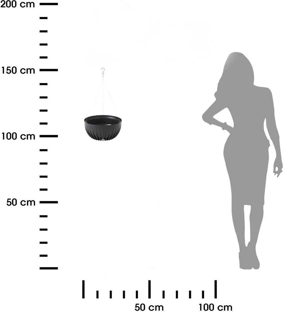 Závesný kvetináč STRIPPED Eco 29,8x15,6 cm čierny