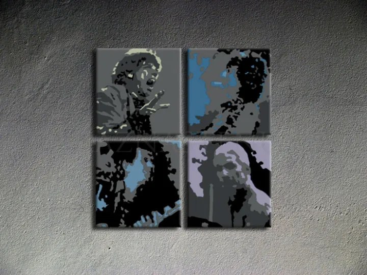 Ručne maľovaný POP Art obraz Rolling Stones 80x80 cm