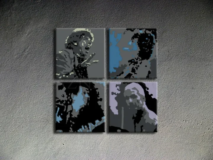 Ručne maľovaný POP Art obraz Rolling Stones 80x80 cm