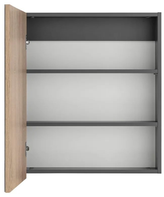 Sivá nástenná kúpeľňová skrinka so zrkadlom Støraa Wisla, 60 x 70 cm