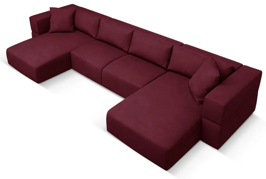Vínovočervená rohová pohovka do "U" Esther - Milo Casa