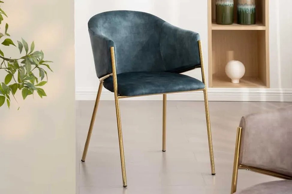 Štýlová stolička do jedálne Angers petrolejová zamat