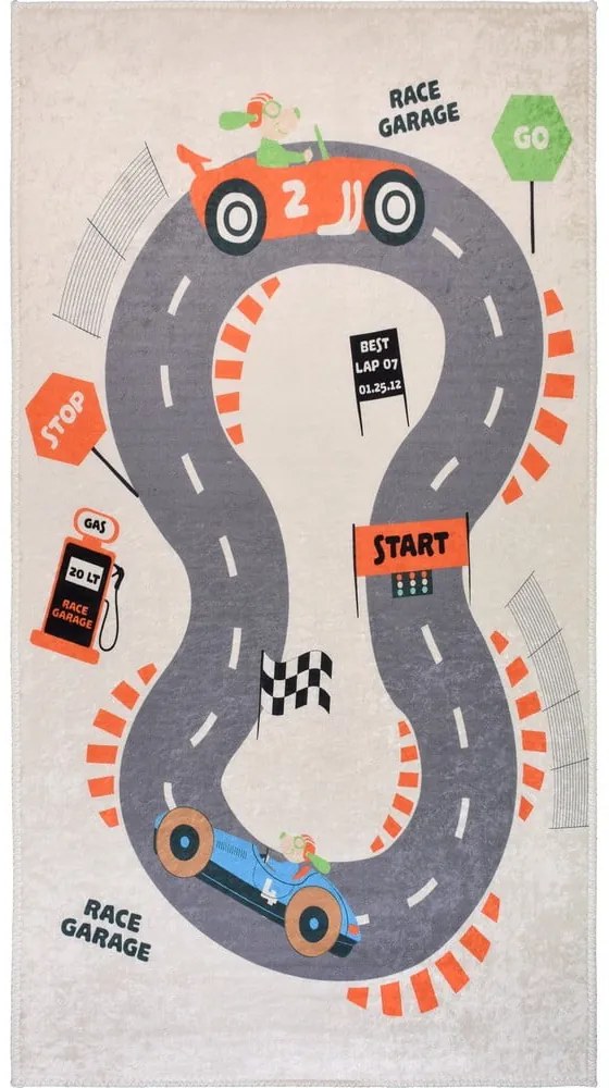 Krémový prateľný detský hrací koberec 160x230 cm Race Garage – Vitaus