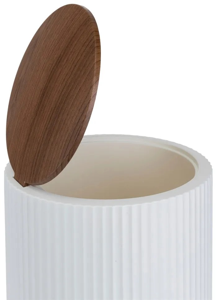 Sada kúpeľňových doplnkov Roza biela/s povrchovou úpravou v dekore dreva