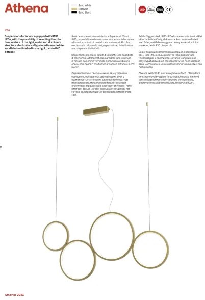 Redo 01-3383 - LED Stmievateľný luster na lanku ATHENA LED/40W/230V CRI98 zlatá