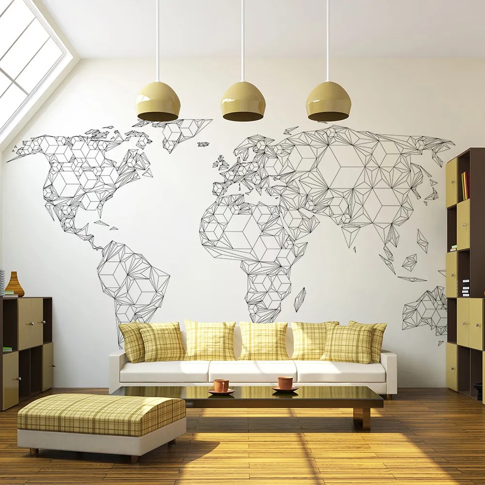 Artgeist Fototapeta - Map of the World - white solids Veľkosť: 400x309, Verzia: Standard