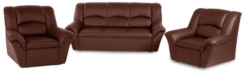 Kožená sedacia súprava DUBAJ LUX 3+1+1, čerešňa (a-4)