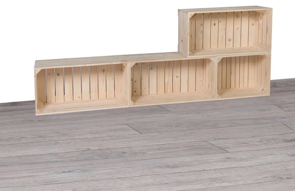 ČistéDřevo Drevené debničky obývacia stena 160 x 60 x 24 cm