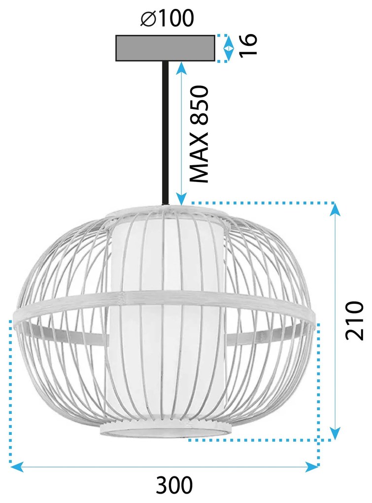 Toolight Natural, závesné stropné svietidlo 1xE27 APP1631-1CP, prírodná hnedá, OSW-05104