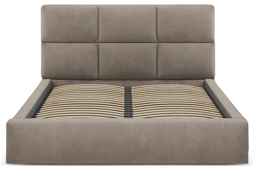 Svetlohnedá čalúnená dvojlôžková posteľ s úložným priestorom s roštom 140x200 cm Libera – Windsor & Co Sofas