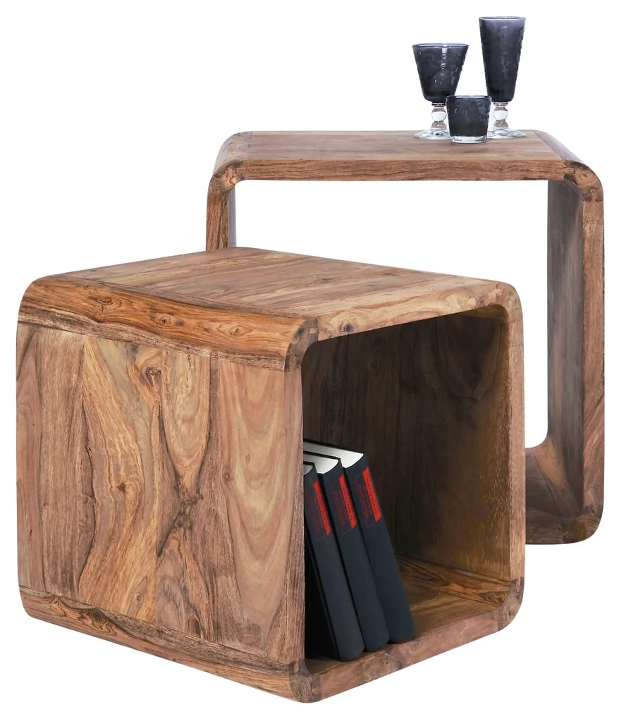 Authentico Cube Square príručné stolíky hnedé