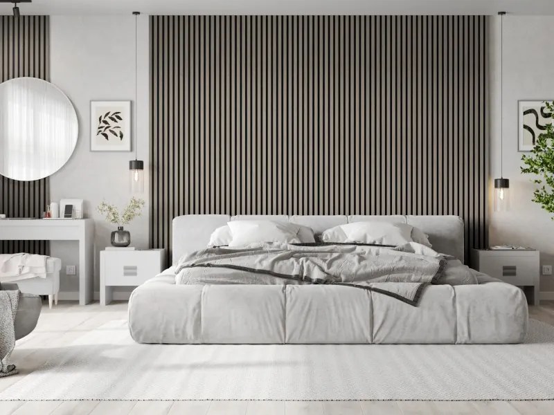 Mexen Lam-F, akustické stenové lamely 275 × 30 cm, plstený podklad 8 mm, technická dyha, dub popolavý, S105-275307-3015-005