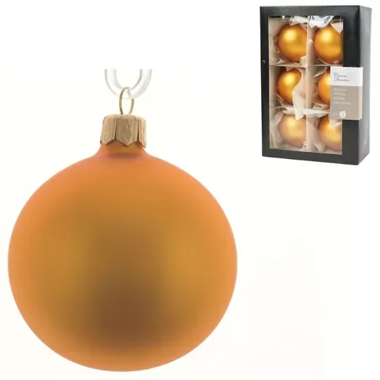 Sada sklenených vianočných ozdôb MATTE GOLD 7 cm zlatá, 6 ks