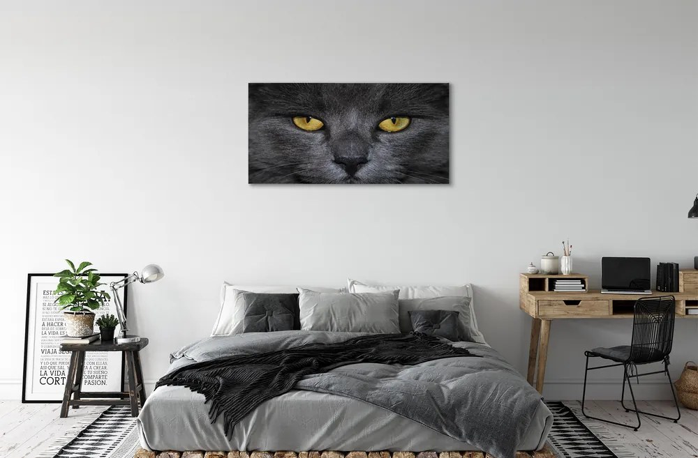 Obraz na plátne Čierna mačka 125x50 cm