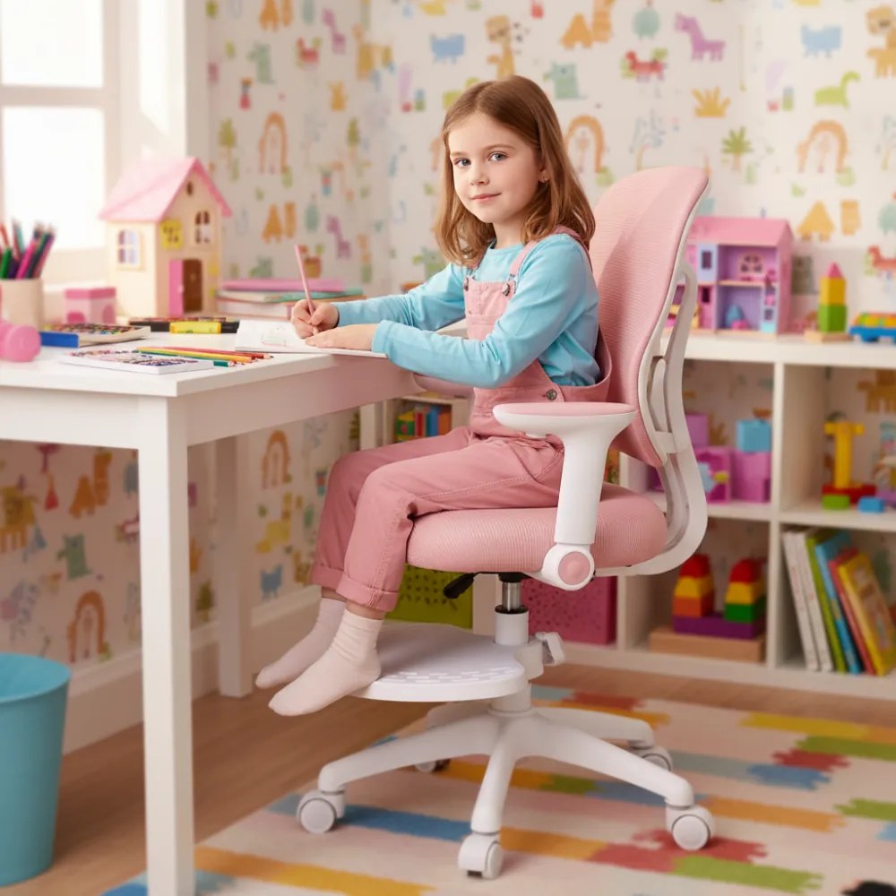 Detská rastúca stolička Neoseat MIKY — látka, ružová