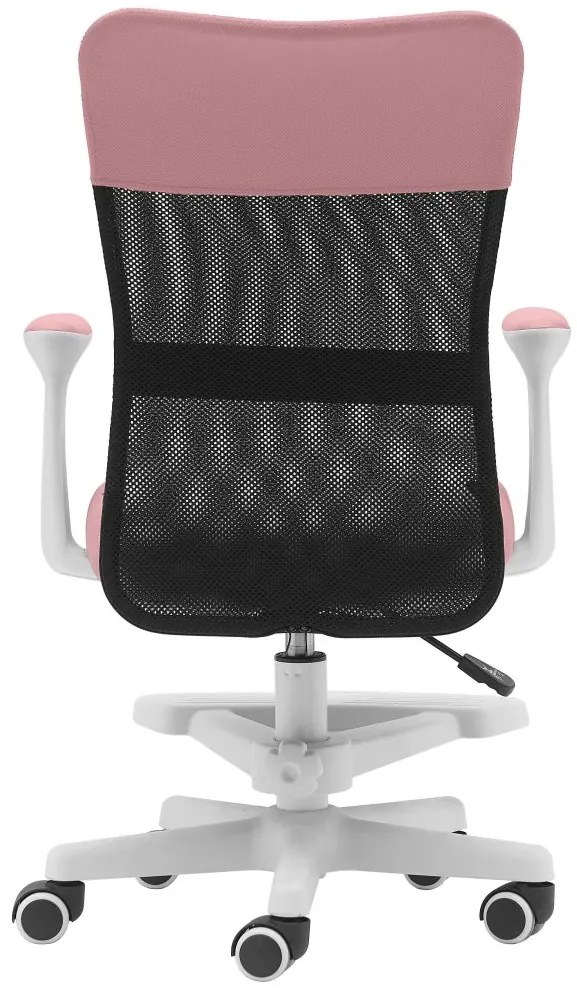 Detská stolička Neoseat MONKEY WHITE s podnožou — látka, biela / svetlo ružová