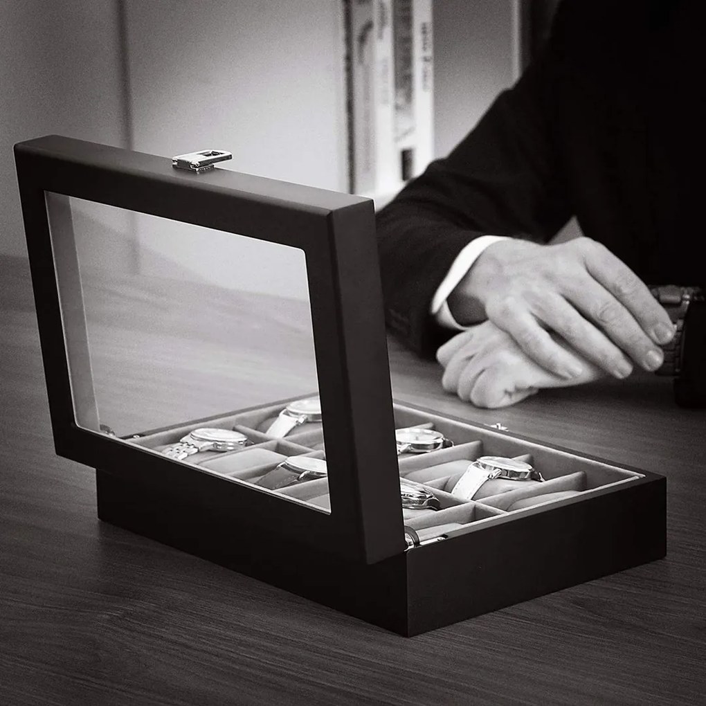 Songmics Box na hodinky Watch, 30x8,5x21 cm, čierna/sivá