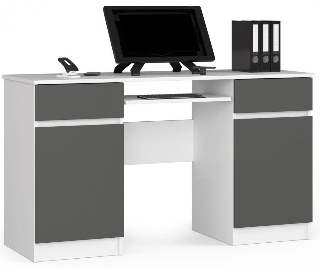 PC stolík Aranandose (biela + grafit). Akcia -18%. Vlastná spoľahlivá doprava až k Vám domov. 1117079
