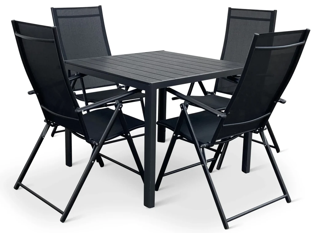 Záhradný jedálenský set Viking M + 4x kovová stolička Pia