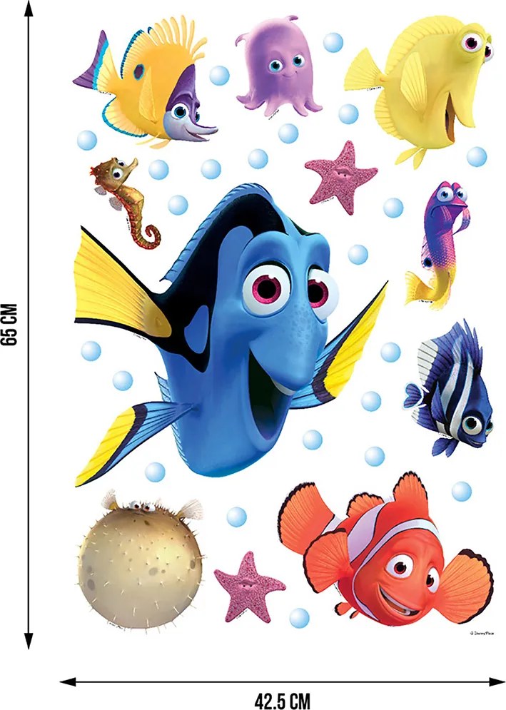 Detská samolepka na stenu - DISNEY - Nemo a Dory - 42,5 x65 cm
