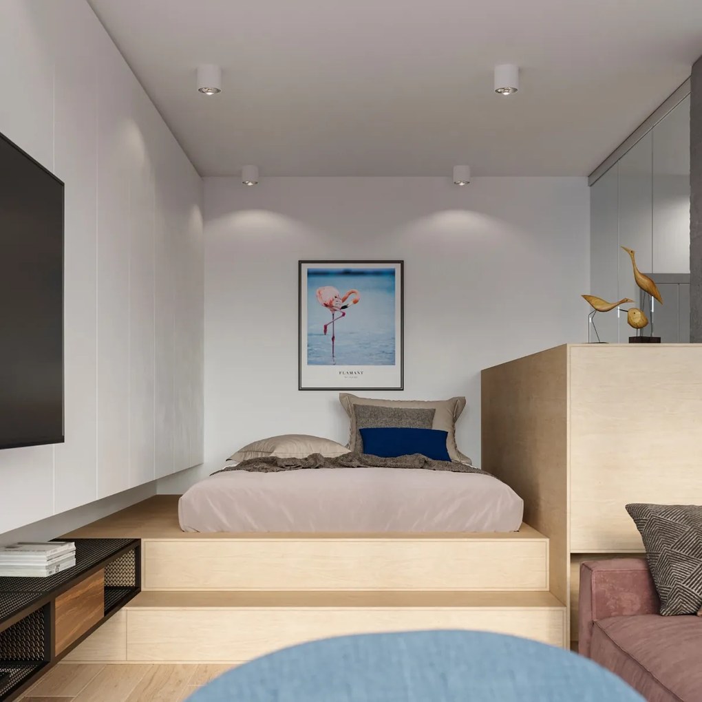 Stropné svietidlo Tiube, 1x biele kovové tienidlo