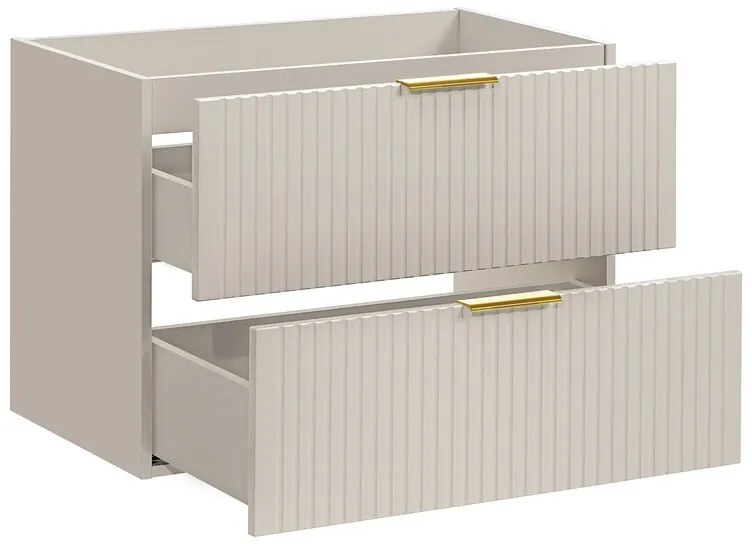 Kúpeľňová zostava Adele Cashmere so skrinkami a zápustnými umývadlami 120 cm kašmírová