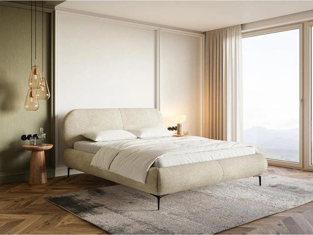 Manželská posteľ 140 cm Octave 140B (s roštom) (béžová + čierna). Akcia -18%. Vlastná spoľahlivá doprava až k Vám domov. 1099961