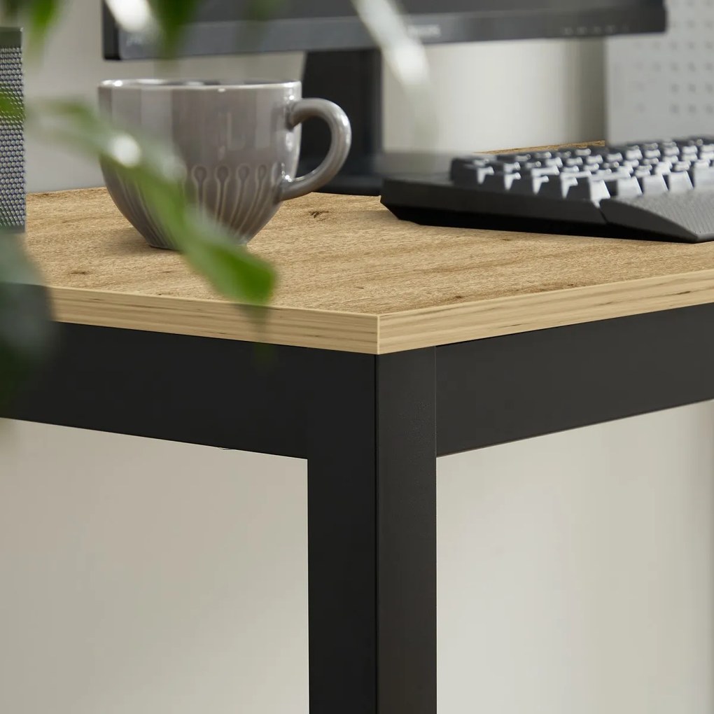 Čierny jedálenský stôl s doskou v dekore dub artisan TESSA 120x60 cm