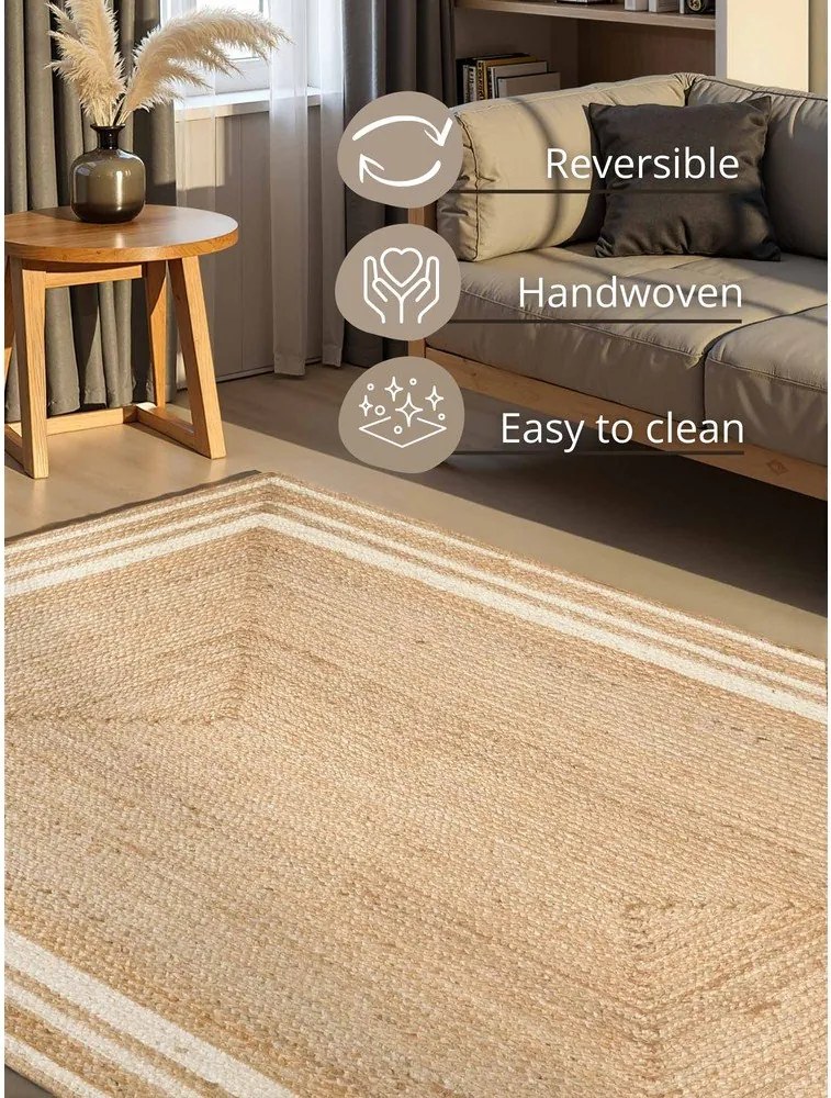 Krémovobiely/v prírodnej farbe obojstranný/ručne tkaný jutový koberec 160x230 cm Jutta – Hanse Home