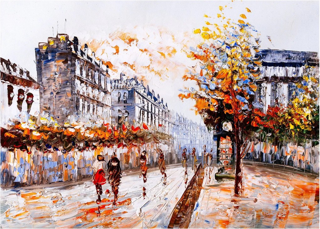 Sklenený obraz - Život v meste (70x50 cm)