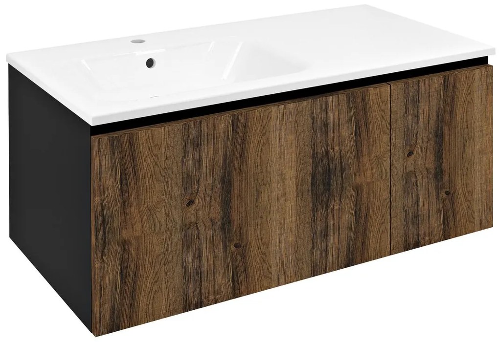 Sapho Sapho, LOREA skrinka 100x46x51,5cm (70+30cm), ľavá, dub collingwood/čierna matná, LE070-1935-L-03