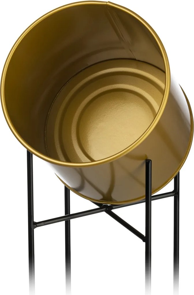 KOVOVÝ KVETINÁČ SO STOJANOM GLAMOUR 75X24 CM ZLATÁ/ČIERNA