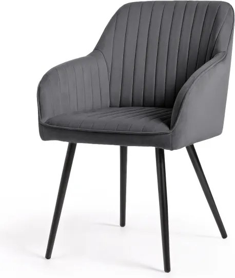 Sada štyroch jedálenských stoličiek FLORENCE zamatové, grafitové / čierne nohy (4 ks)