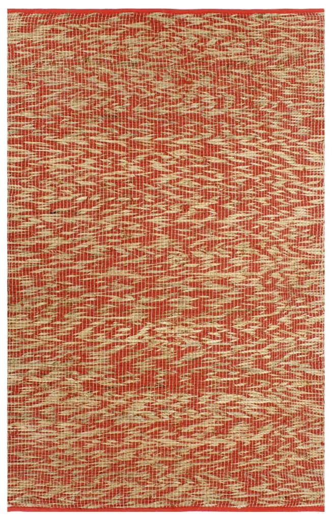 vidaXL Ručne vyrobený jutový koberec červený a prírodný 120x180 cm