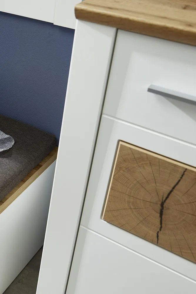 Úložná komoda/ botník Materio, dub/biela