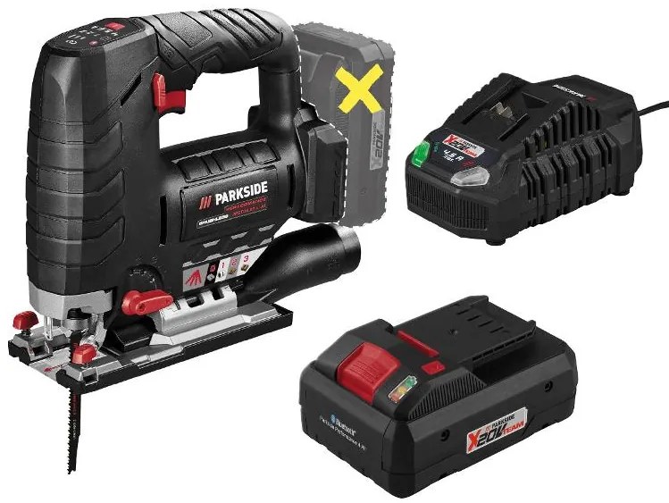 Parkside Performance®  Aku priamočiara píla Ppstda 20-Li A1 + Smart akumulátor 20 V/4Ah + Nabíjačka 20 V/4,5 A  (800011254)