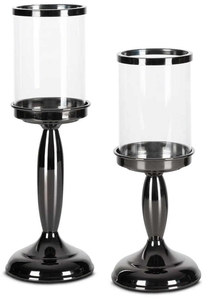 SKLENENÝ SVIETNIK NOE 13X13X24 CM ČIERNA