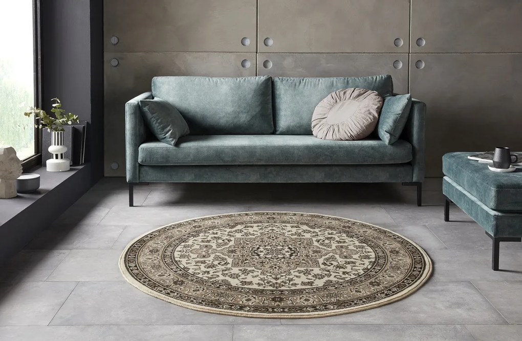 Hanse Home, Kruhový koberec Mirkan 104105 Beige, 160x160 (priemer) kruh, béžová, obývacia izba