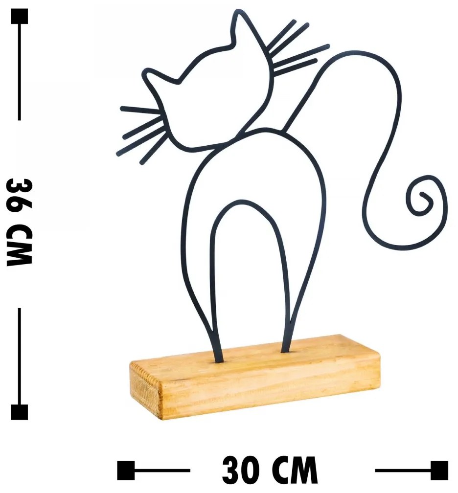 Kovová dekorácia Cat 36 cm čierna