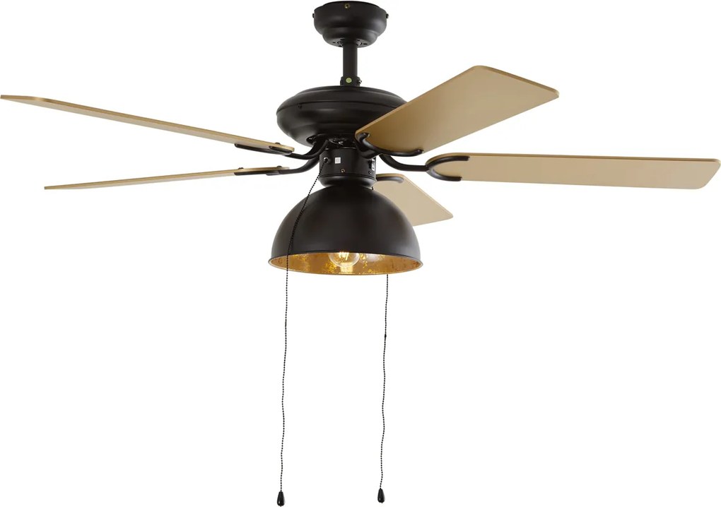 Stropný ventilátor čierny s béžovou 130 cm s ťahovým spínačom - Mistral Magna