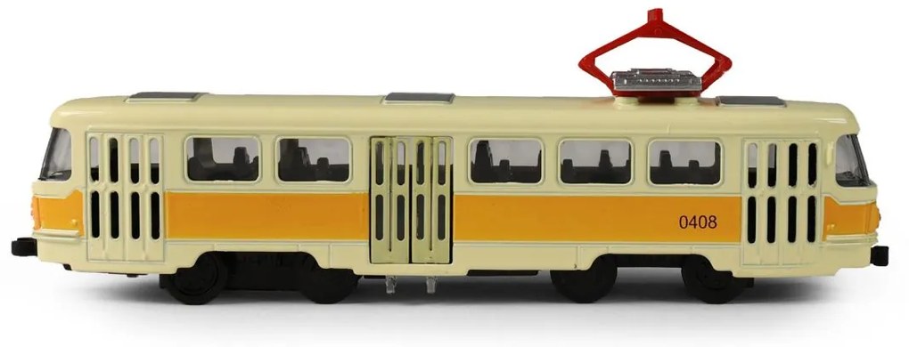 RAPPA Kovová česká retro električka Tatra T3 s otváracími strednými dverami - 16 cm - žltá