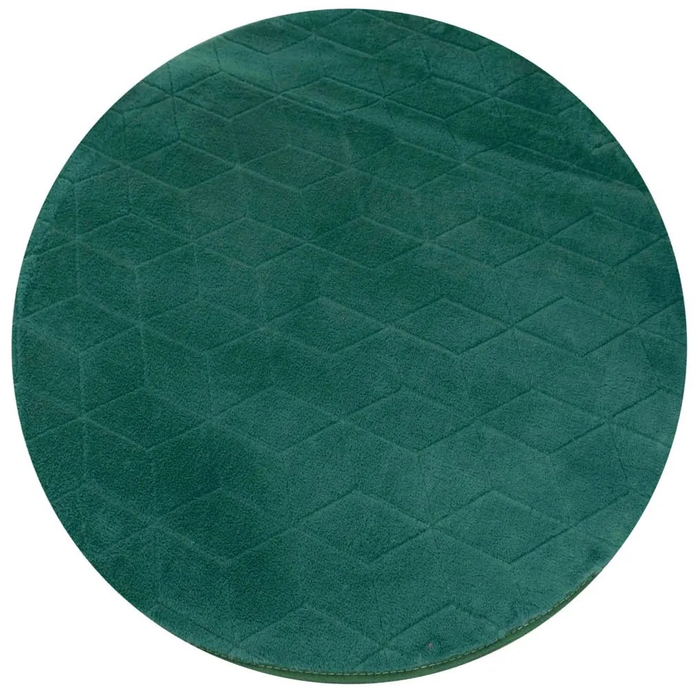 TZ Smaragdový okrúhly koberec 3D Rabbit Rozmer: 140