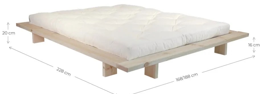 Dvojlôžková posteľ z borovicového dreva s roštom 160x200 cm Japan – Karup Design