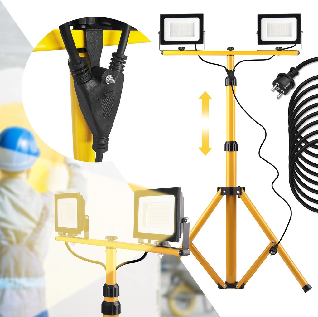 Toolight Toolight, Halogénová LED stavebná lampa na statíve 2x50W, RSL005-2x50N, OSW-10204