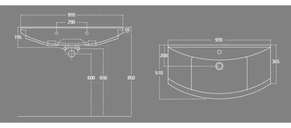 Aqualine - Zapustené umývadlo ZERO 97x51 cm keramika/biela