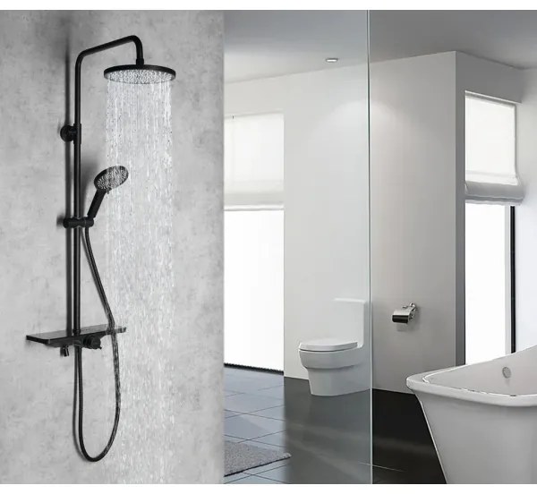 Aqualine - Sprchová súprava s batériou ARONA matná čierna