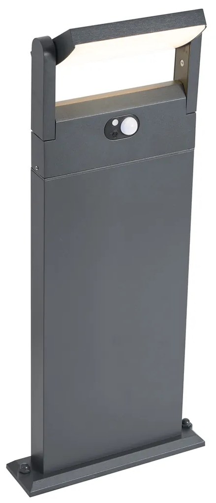 Vonkajšie stĺpikové svietidlo tmavosivé s pohybovým senzorom 60 cm IP54 solárne - Judge