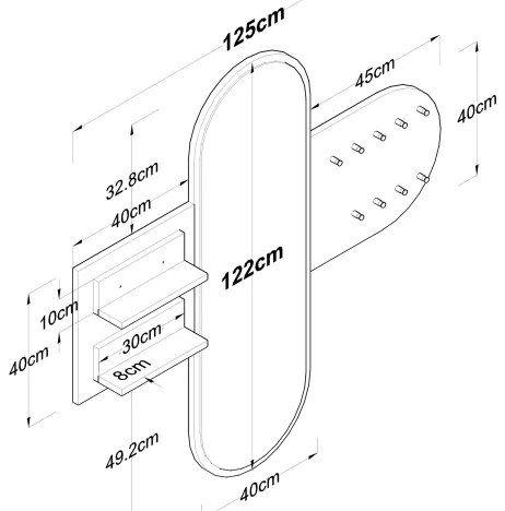 Nástenné zrkadlo RANI 125x120 cm biela/hnedá